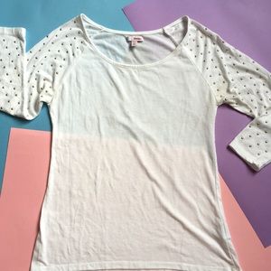 White long sleeve shirt with gold stud details